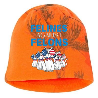 Felines Against Felons Funny Donald Trump 2024 Cat Gift Kati - Camo Knit Beanie