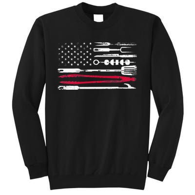 Funny American Flag Grilling Tools BBQ Grill Barbecue Tool Tall Sweatshirt