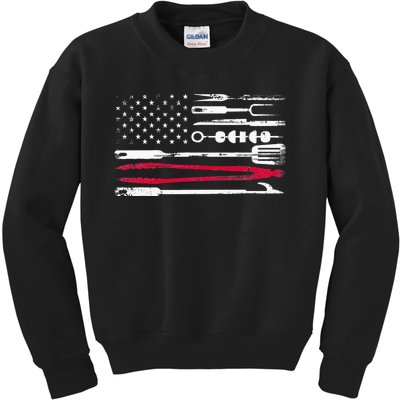 Funny American Flag Grilling Tools BBQ Grill Barbecue Tool Kids Sweatshirt