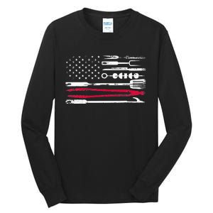 Funny American Flag Grilling Tools BBQ Grill Barbecue Tool Tall Long Sleeve T-Shirt