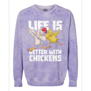 Funny Animal Farmer Kids Dabbing Rooster Dab Hen Chicken Colorblast Crewneck Sweatshirt