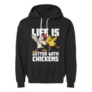 Funny Animal Farmer Kids Dabbing Rooster Dab Hen Chicken Garment-Dyed Fleece Hoodie