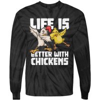 Funny Animal Farmer Kids Dabbing Rooster Dab Hen Chicken Tie-Dye Long Sleeve Shirt