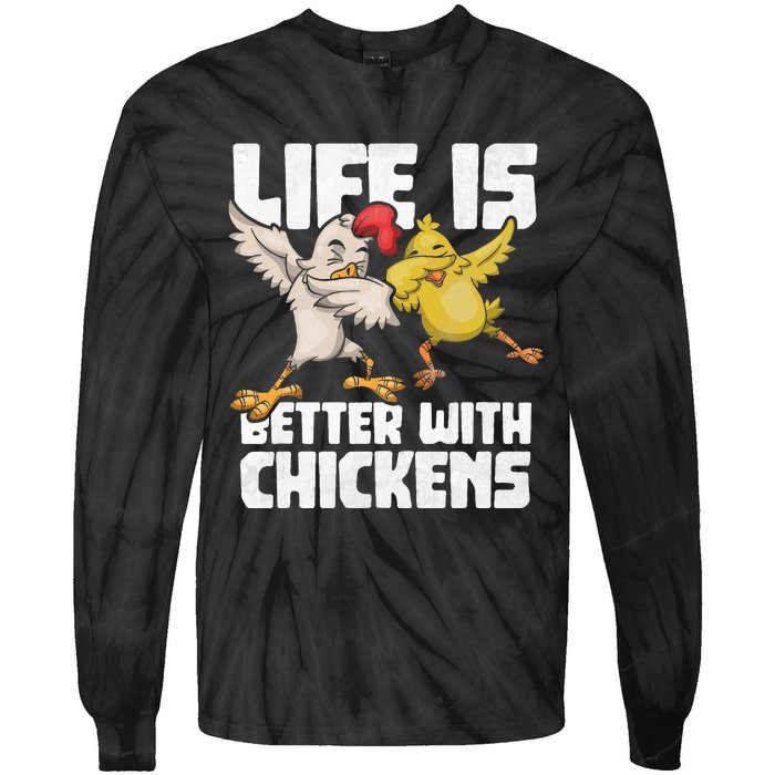 Funny Animal Farmer Kids Dabbing Rooster Dab Hen Chicken Tie-Dye Long Sleeve Shirt