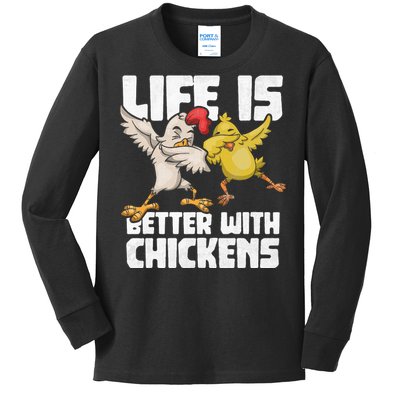 Funny Animal Farmer Kids Dabbing Rooster Dab Hen Chicken Kids Long Sleeve Shirt