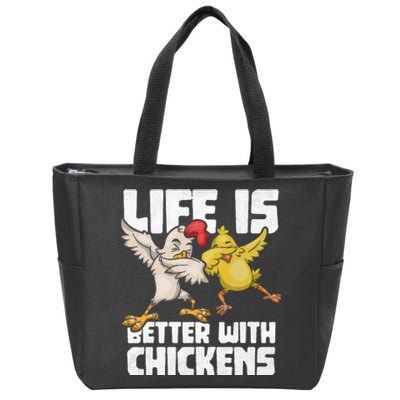 Funny Animal Farmer Kids Dabbing Rooster Dab Hen Chicken Zip Tote Bag