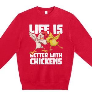 Funny Animal Farmer Kids Dabbing Rooster Dab Hen Chicken Premium Crewneck Sweatshirt