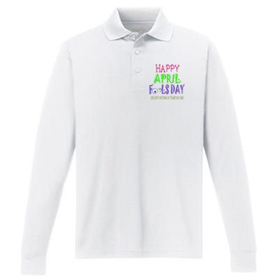 Funny April Fools Day April 1st Joke Pranks Performance Long Sleeve Polo