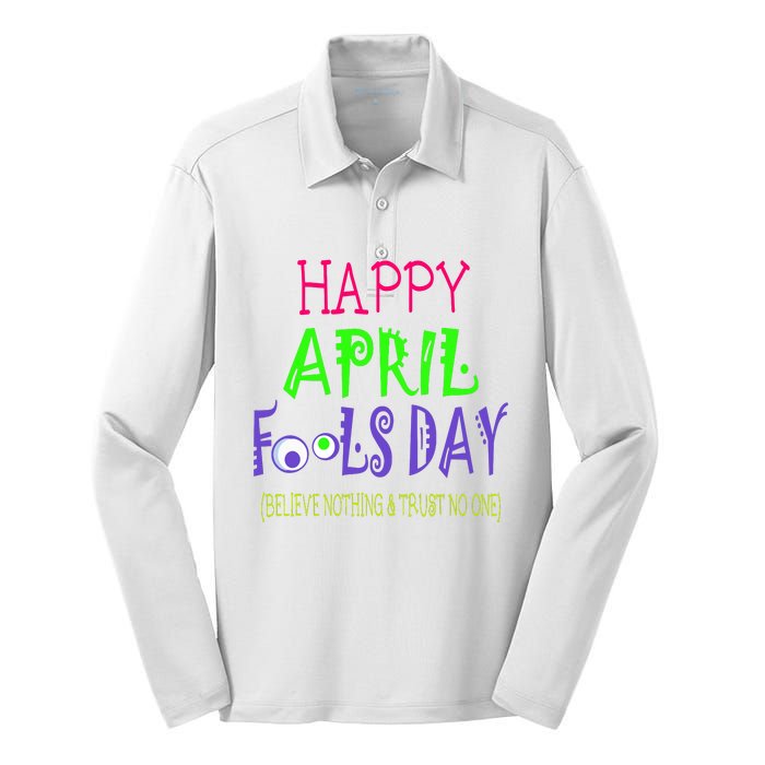 Funny April Fools Day April 1st Joke Pranks Silk Touch Performance Long Sleeve Polo