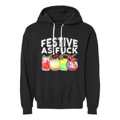 Festive as Fuck funny Holiday Christmas Garment-Dyed Fleece Hoodie