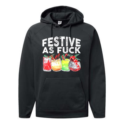 Festive as Fuck funny Holiday Christmas Performance Fleece Hoodie