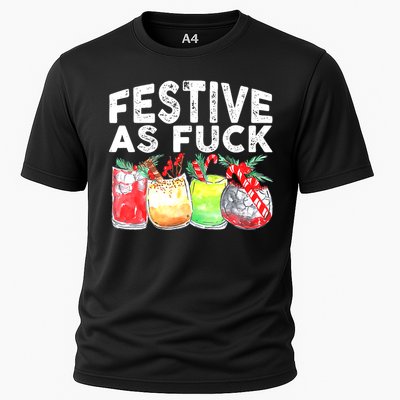 Festive as Fuck funny Holiday Christmas Cooling Performance Crew T-Shirt