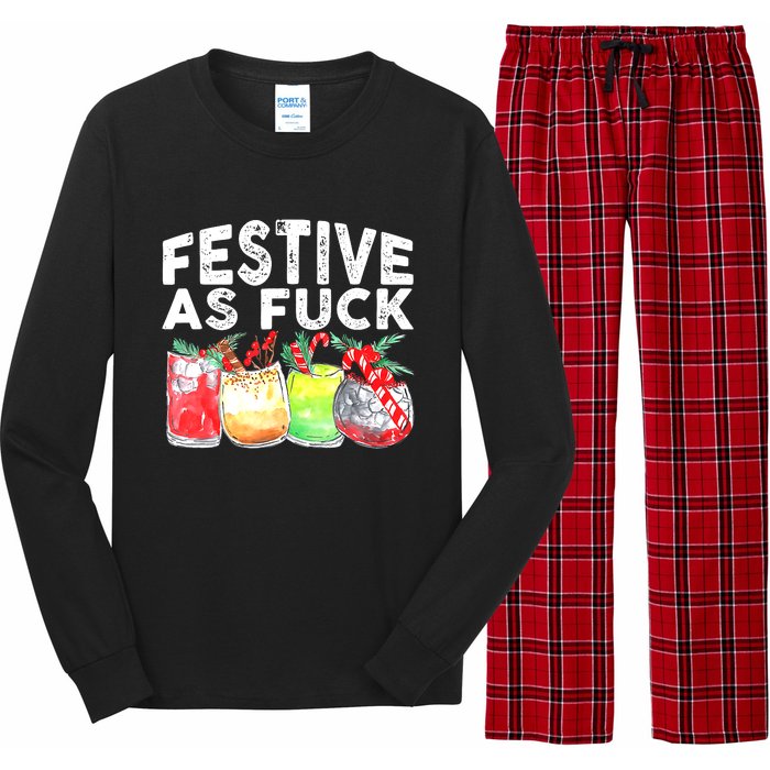 Festive as Fuck funny Holiday Christmas Long Sleeve Pajama Set