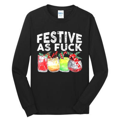 Festive as Fuck funny Holiday Christmas Tall Long Sleeve T-Shirt