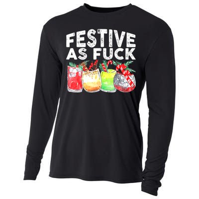 Festive as Fuck funny Holiday Christmas Cooling Performance Long Sleeve Crew