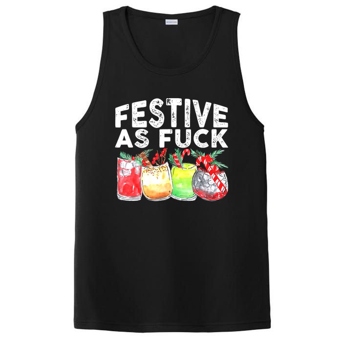 Festive as Fuck funny Holiday Christmas PosiCharge Competitor Tank