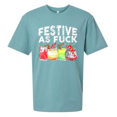 Festive as Fuck funny Holiday Christmas Sueded Cloud Jersey T-Shirt