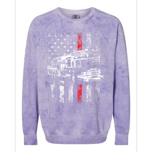 Fire American Flag Gift Thin Red Line Firefighter Cute Gift Colorblast Crewneck Sweatshirt