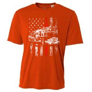 Fire American Flag Gift Thin Red Line Firefighter Cute Gift Cooling Performance Crew T-Shirt