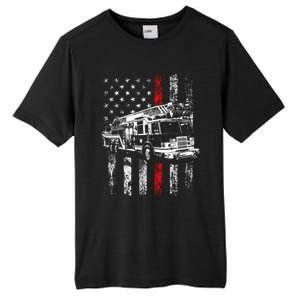 Fire American Flag Gift Thin Red Line Firefighter Cute Gift Tall Fusion ChromaSoft Performance T-Shirt