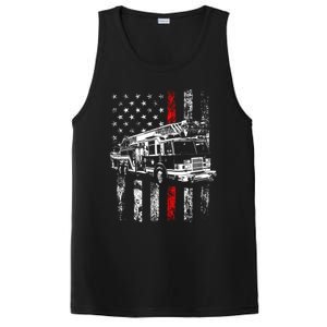 Fire American Flag Gift Thin Red Line Firefighter Cute Gift PosiCharge Competitor Tank