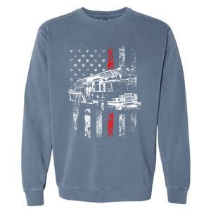 Fire American Flag Gift Thin Red Line Firefighter Cute Gift Garment-Dyed Sweatshirt