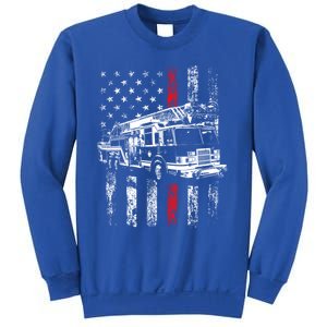 Fire American Flag Gift Thin Red Line Firefighter Cute Gift Sweatshirt