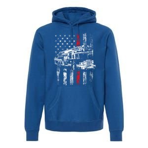 Fire American Flag Gift Thin Red Line Firefighter Cute Gift Premium Hoodie