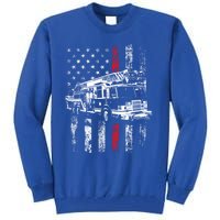 Fire American Flag Gift Thin Red Line Firefighter Cute Gift Tall Sweatshirt