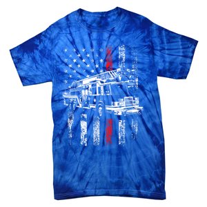 Fire American Flag Gift Thin Red Line Firefighter Cute Gift Tie-Dye T-Shirt