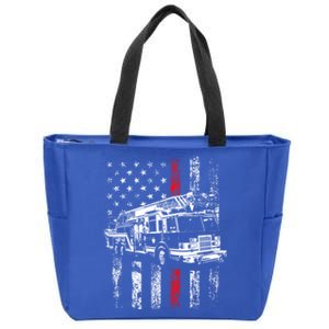 Fire American Flag Gift Thin Red Line Firefighter Cute Gift Zip Tote Bag