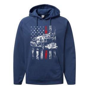 Fire American Flag Gift Thin Red Line Firefighter Cute Gift Performance Fleece Hoodie