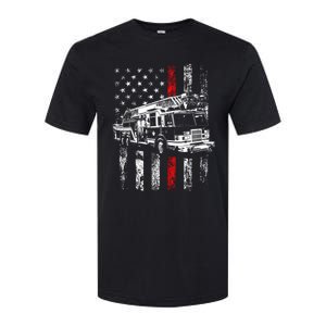 Fire American Flag Gift Thin Red Line Firefighter Cute Gift Softstyle CVC T-Shirt