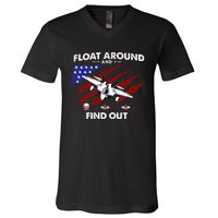 Float Around & Find Out Chinese Spy Balloon & UFOs USA Flag V-Neck T-Shirt