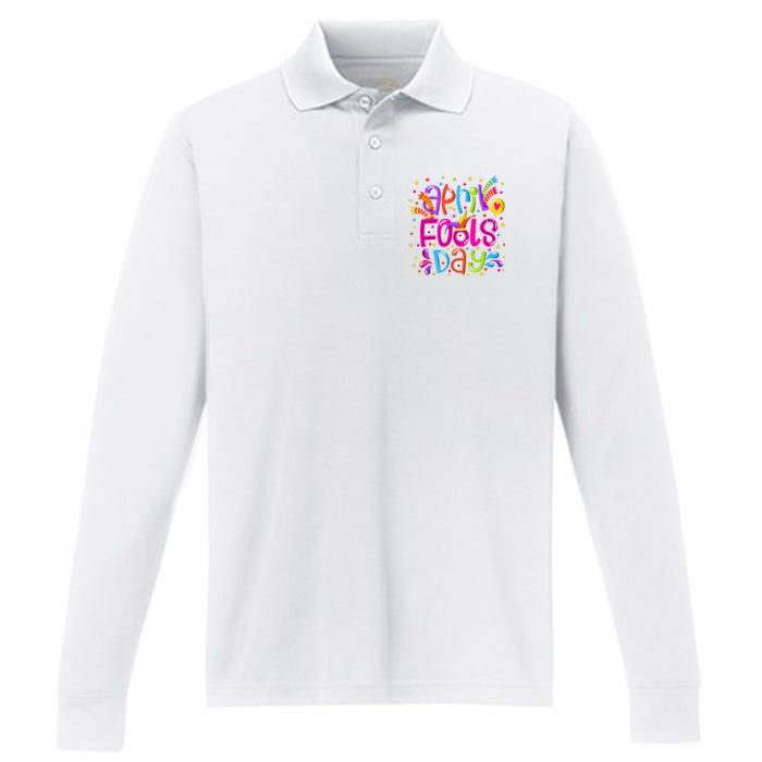 Funny April Fools Day Performance Long Sleeve Polo