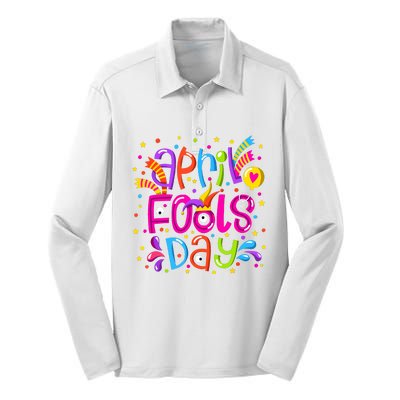 Funny April Fools Day Silk Touch Performance Long Sleeve Polo