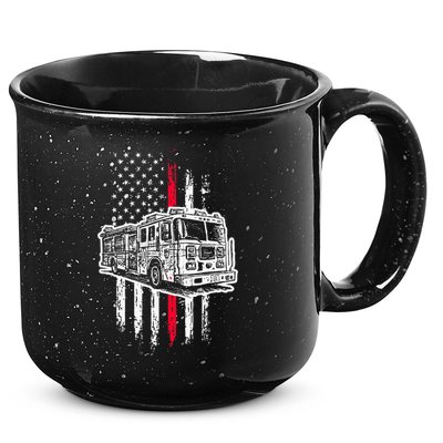 Fireman American Flag Firefighter Fire Truck 15oz Campfire Ceramic Mug