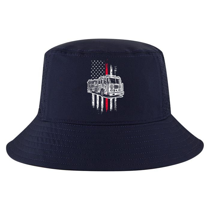 Fireman American Flag Firefighter Fire Truck Cool Comfort Performance Bucket Hat