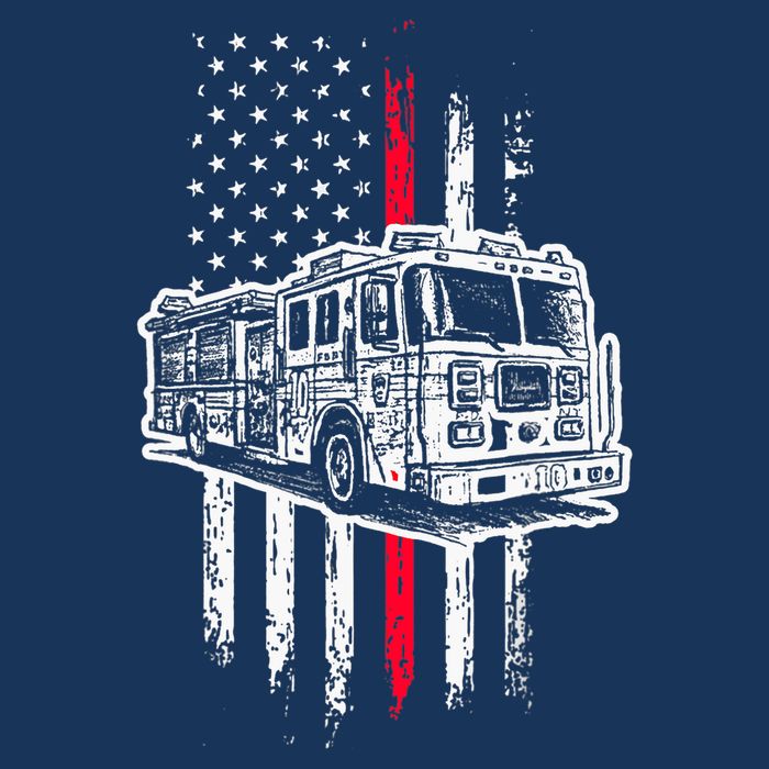 Fireman American Flag Firefighter Fire Truck Cooling Performance Crew T-Shirt