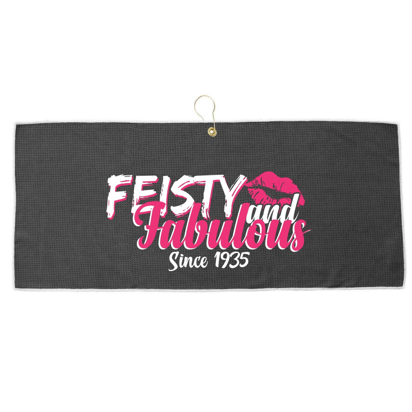 Feisty And Fabulous Since 1935 90th Birthday Large Microfiber Waffle Golf Towel