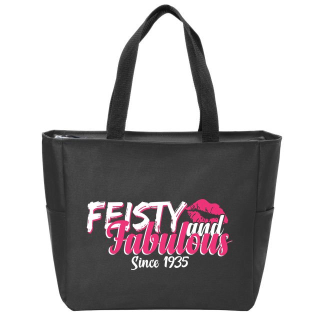 Feisty And Fabulous Since 1935 90th Birthday Zip Tote Bag