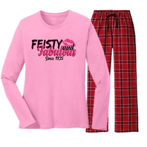 Feisty And Fabulous Since 1935 90th Birthday Women's Long Sleeve Flannel Pajama Set 