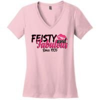 Feisty And Fabulous Since 1935 90th Birthday Women's V-Neck T-Shirt