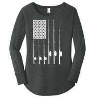 Fishing American Flag Rod USA Patriotic Fisherman Women's Perfect Tri Tunic Long Sleeve Shirt