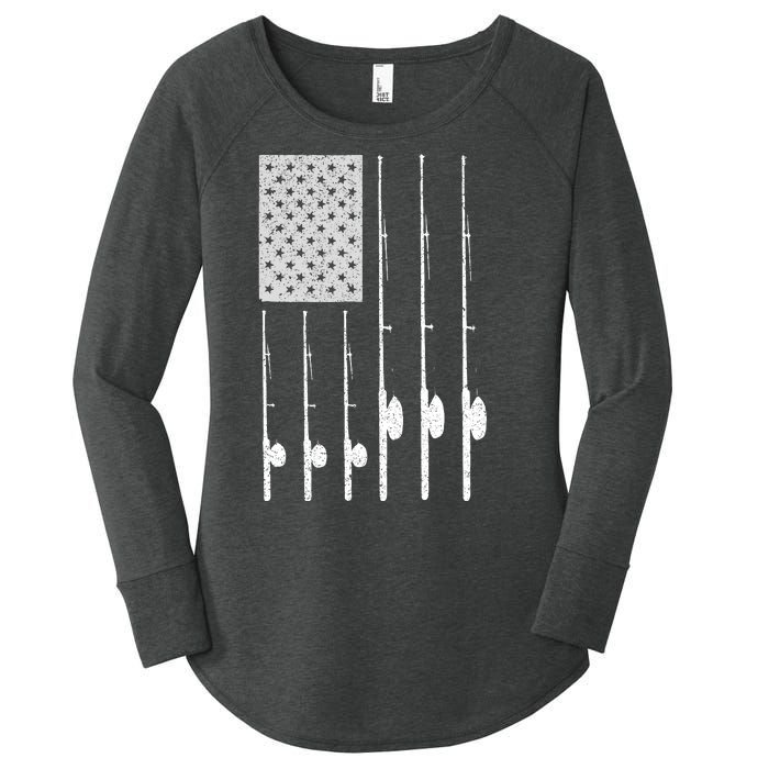 Fishing American Flag Rod USA Patriotic Fisherman Women's Perfect Tri Tunic Long Sleeve Shirt