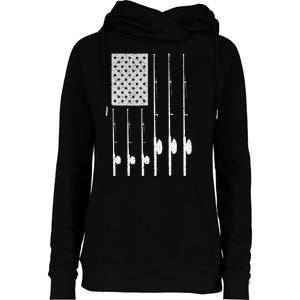 Fishing American Flag Rod USA Patriotic Fisherman Womens Funnel Neck Pullover Hood