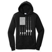 Fishing American Flag Rod USA Patriotic Fisherman Women's Pullover Hoodie