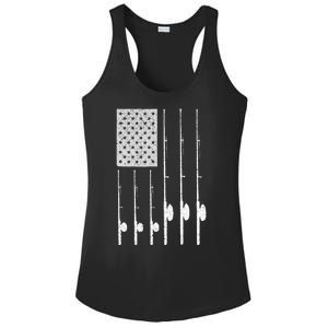 Fishing American Flag Rod USA Patriotic Fisherman Ladies PosiCharge Competitor Racerback Tank