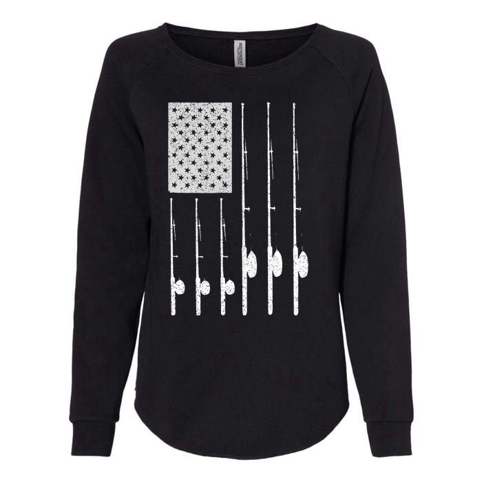 Fishing American Flag Rod USA Patriotic Fisherman Womens California Wash Sweatshirt