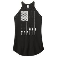 Fishing American Flag Rod USA Patriotic Fisherman Women's Perfect Tri Rocker Tank